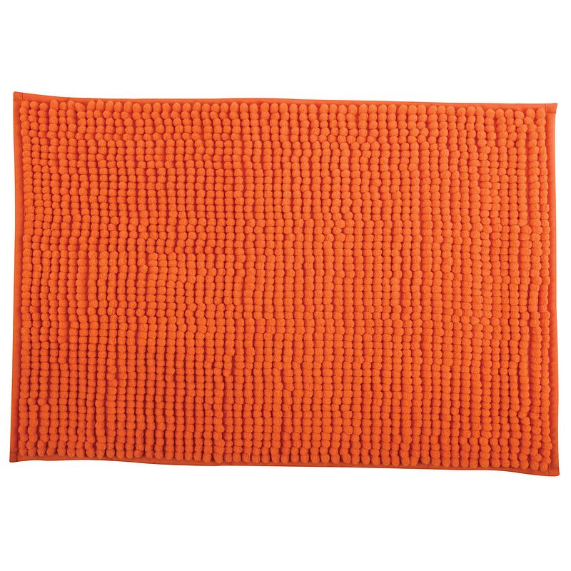 Foto van Msv badkamerkleed/badmat voor op de vloer - oranje - 40 x 60 cm - microvezel - badmatjes