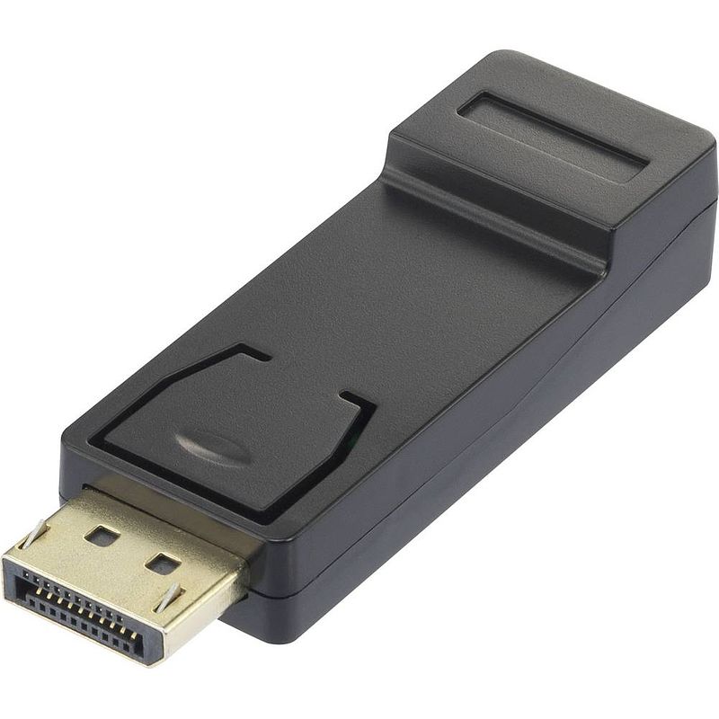 Foto van Renkforce rf-4724838 displayport / hdmi adapter [1x displayport stekker - 1x hdmi-bus] zwart vergulde steekcontacten