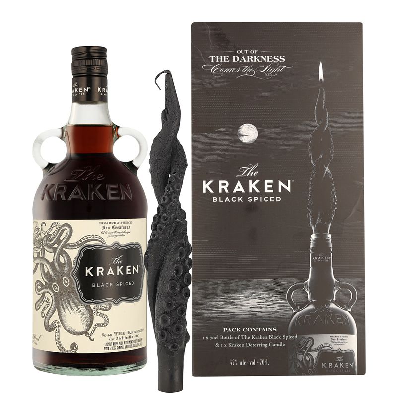 Foto van Kraken black spiced + deterring candle 70cl rum