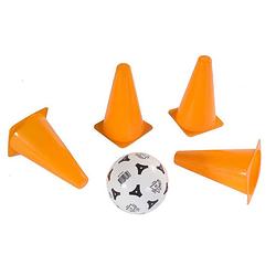 Foto van Oranje pionnen 17 cm set van 4 stuks metv plastic voetbal - voetbal training pionnen