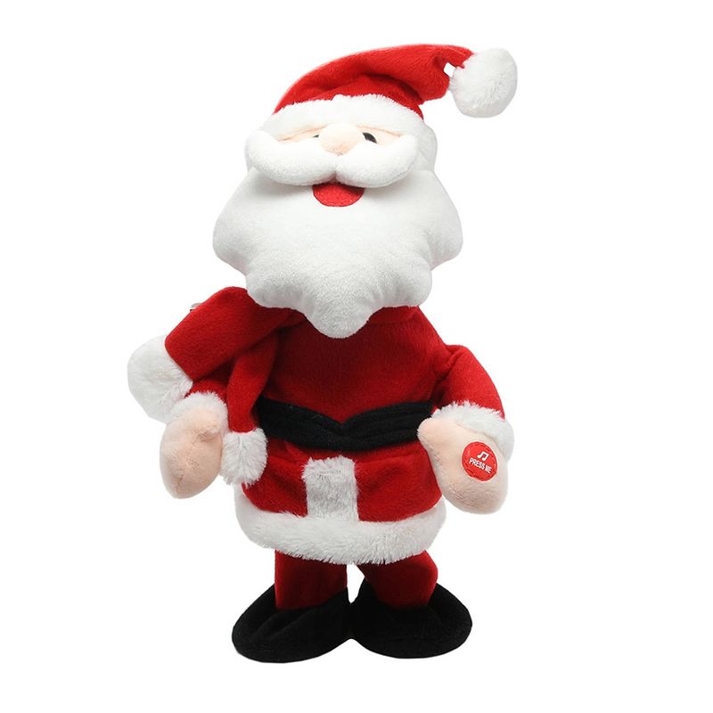 Foto van Kerstman pop dansend 30 cm bewegende kerstfiguren/kerstpoppen - kerstman pop