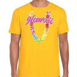 Foto van Hawaii slinger t-shirt geel voor heren 2xl - feestshirts