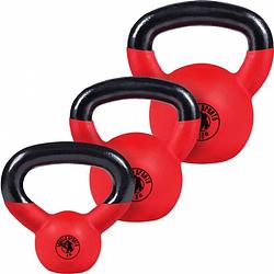 Foto van Gorilla sports kettlebells - gietijzer (rubber coating) - 4 kg, 8 kg & 12 kg -