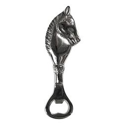 Foto van Clayre & eef flesopener 15 cm zilverkleurig aluminium paard bieropener