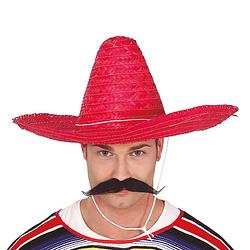 Foto van Guirca mexicaanse sombrero hoed voor heren - carnaval/verkleed accessoires - rood - verkleedhoofddeksels
