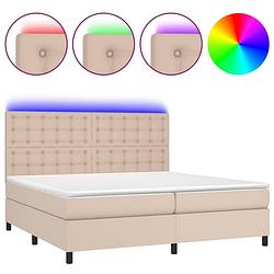 Foto van Vidaxl boxspring met matras en led kunstleer cappuccinokleur 200x200cm