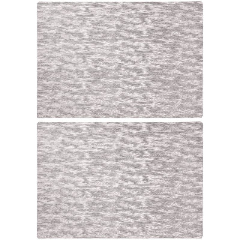 Foto van Set van 4x stuks rechthoekige placemats zilver 43 x 30 cm leder look - placemats