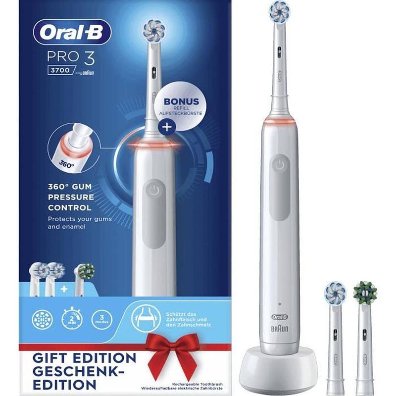 Foto van Oral-b pro 3 elektrische tandenborstel - 80719288 - wit - snoerloos