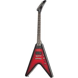 Foto van Epiphone dave mustaine flying v prophecy aged dark red burst elektrische gitaar met koffer