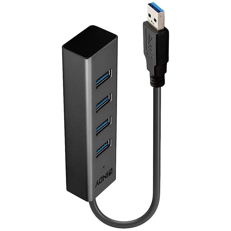 Foto van Lindy 43324 usb 3.1 gen 1-hub 4 poorten zwart