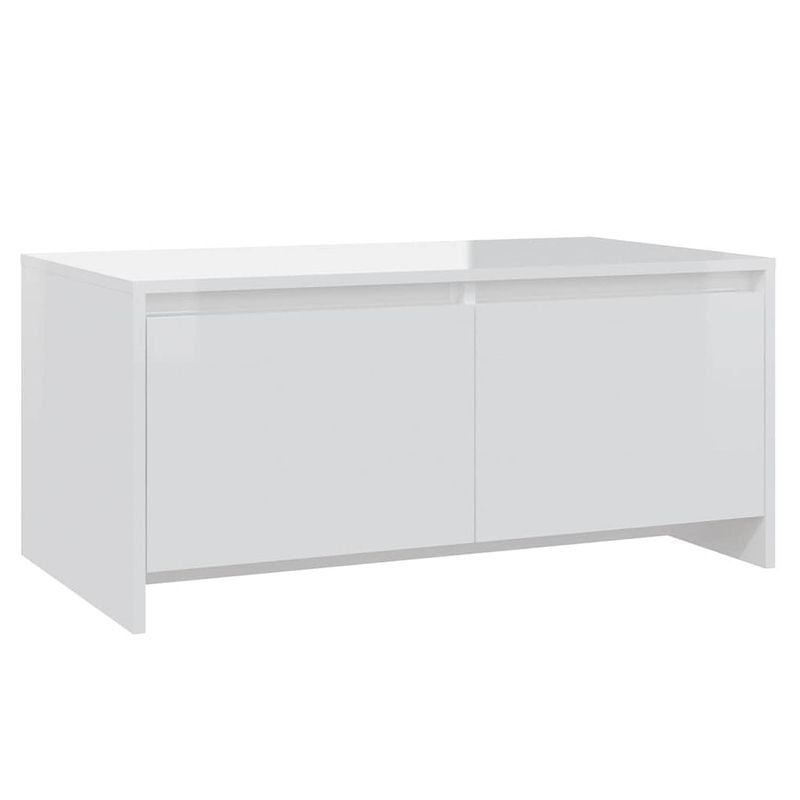 Foto van The living store banktafel - modern - hoogglans wit - spaanplaat - 90x50x41.5 cm