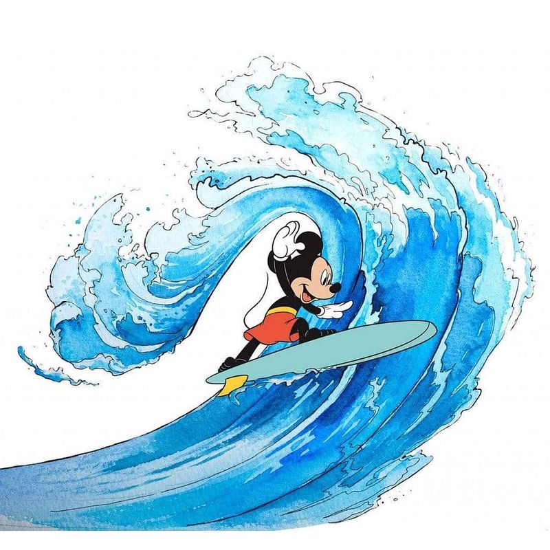 Foto van Komar mickey surfing vlies fotobehang 300x280cm 6-banen