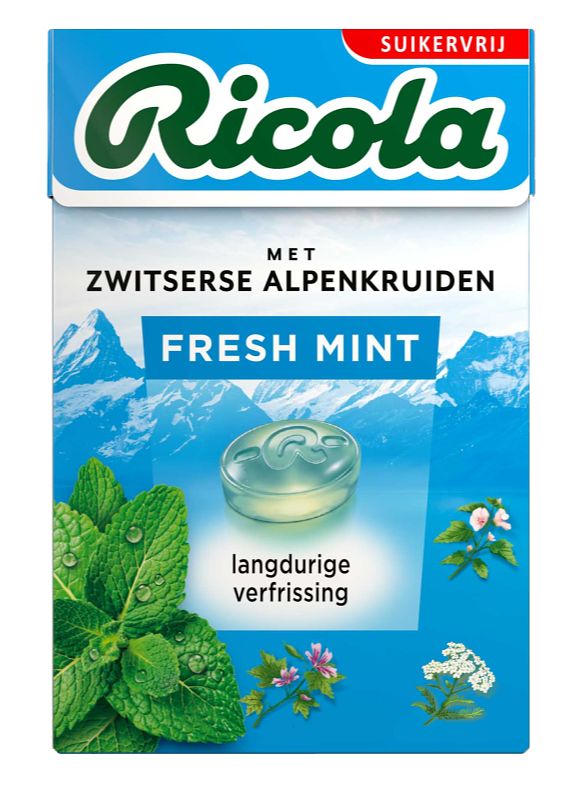 Foto van Ricola fresh mint kruidenpastilles