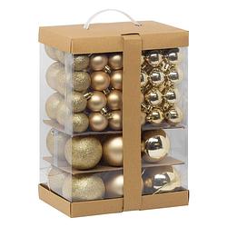 Foto van Feeric christmas kerstballen - 60x st - 4, 6, 7 en 8 cm - goud - kunststof - kerstbal