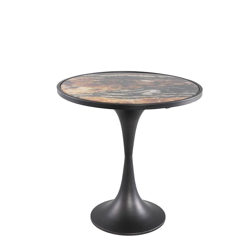 Foto van Ptmd laiko brown metal smooth sidetable marble print