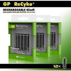 Foto van Gp aaa oplaadbare batterijen - recyko+ pro - 800 mah -voordeelverpakking - 12 stuks