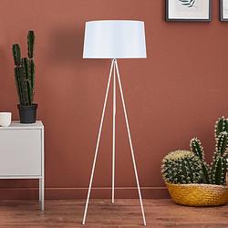 Foto van Staande vloerlamp op statief minimalistisch design - staande lamp op driepoot modern - wit - 40w - 48 x 156 cm