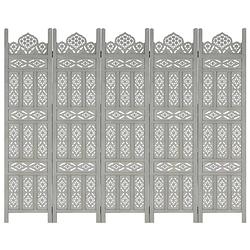 Foto van Vidaxl kamerscherm 5 panelen handgesneden 200x165 cm mangohout grijs