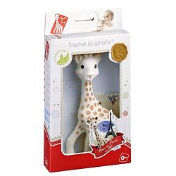 Foto van Sophie de giraf bijtspeeltje van 100% natuurlijk rubber in wit-rood geschenkdoosje