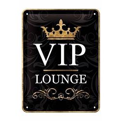 Foto van Vip thema muurdecoratie vip lounge 15 x 20 cm - metalen wandbordjes