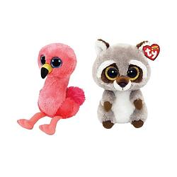 Foto van Ty - knuffel - beanie boo's - gilda flamingo & racoon