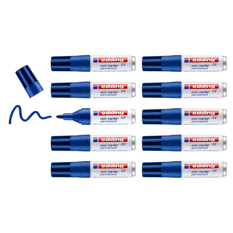 Foto van Edding permanentmarker 10 st mini blauw 0,5