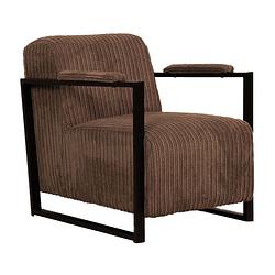 Foto van Moderne fauteuil madeline ribstof bruin