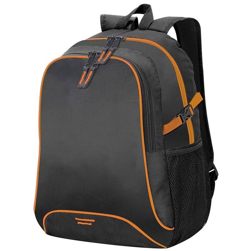 Foto van Zwart/oranje schooltas/boekentas 44 cm - rugzak