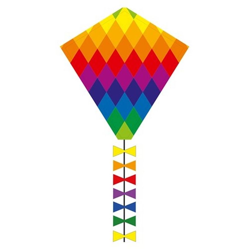 Foto van Invento eenlijnskindervlieger eddy rainbow patchwork 45 x 50 cm