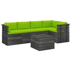 Foto van Vidaxl 6-delige loungeset met kussens pallet massief grenenhout