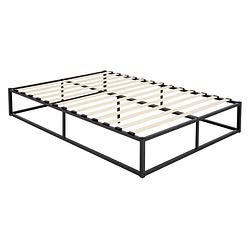 Foto van Ml-design metalen bed zwart, 200x140 cm, gemaakt van stalen frame