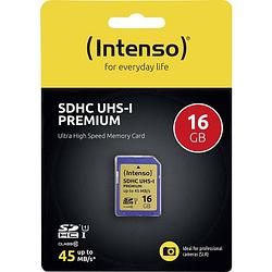 Foto van Intenso premium sdhc-kaart 16 gb class 10, uhs-i