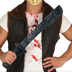 Foto van Halloween/horror speelgoed machete - plastic - grijs - 50 cm - feestdecoratievoorwerp