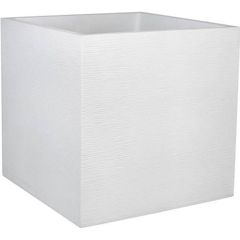 Foto van Eda plastique graphit vierkant bloemblad - 57 l - 49,5 x 49,5 x 49,5 cm - witte ceruse