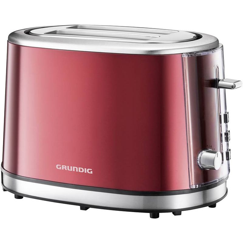 Foto van Grundig ta6330 broodrooster met broodrekje rood (metallic), rvs