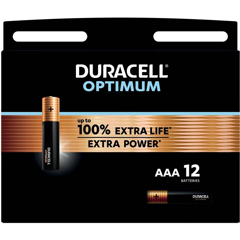 Foto van Duracell batterij optimum aaa, blister van 12 stuks 8 stuks