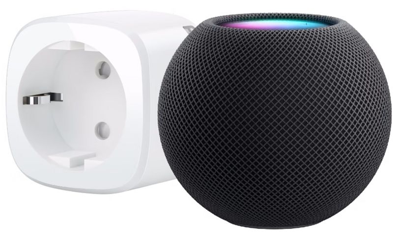 Foto van Eve energy + apple homepod mini grijs