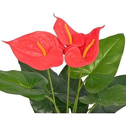 Foto van The living store kunst anthurium - decoratieve kunstplant 45 cm - realistische details - hoogwaardig materiaal