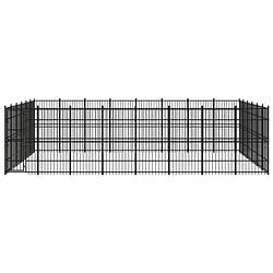 Foto van The living store hondenkennel - stalen kennel - 768x576x200 cm - met deur - zwart