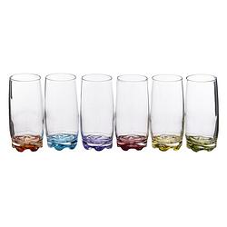 Foto van Set van 6x stuks drinkglazen/waterglazen kleurenmix 380 ml - drinkglazen