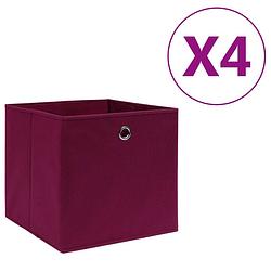 Foto van Vidaxl opbergboxen 4 st 28x28x28 cm nonwoven stof donkerrood