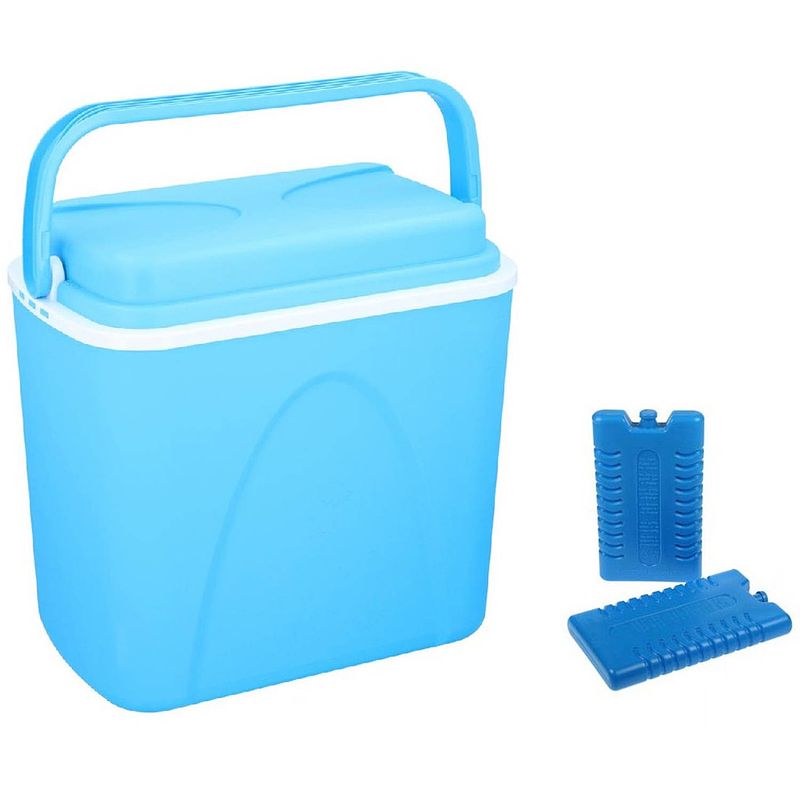 Foto van Koelbox blauw 24 liter 39 x 25 x 38 cm incl. 2 koelelementen - koelboxen