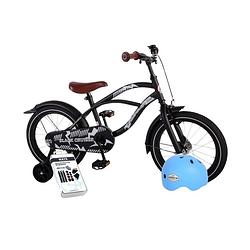 Foto van Volare kinderfiets black cruiser - 16 inch - zwart - inclusief fietshelm & accessoires