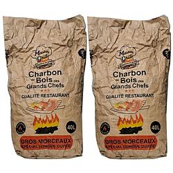 Foto van Elite barbecue/bbq houtskool - 2x zak van 40 liter - restaurant kwaliteit kolen - briketten