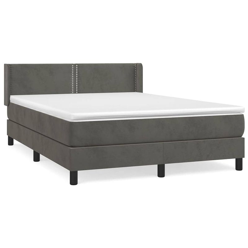 Foto van The living store boxspringbed donkergrijs fluweel 193x147x78/88 cm - pocketvering matras - middelharde ondersteuning -