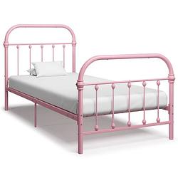 Foto van Vidaxl bedframe metaal roze 100x200 cm