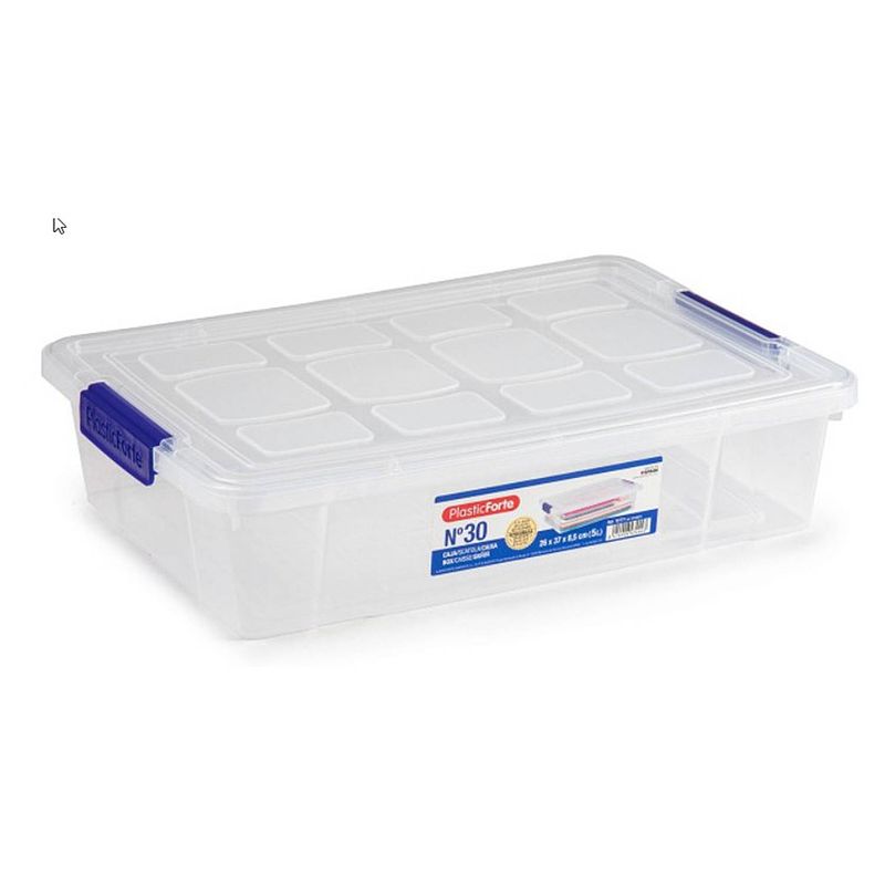 Foto van 3x stuks opslagbak/organizer met deksel 5 liter transparant - opbergbox