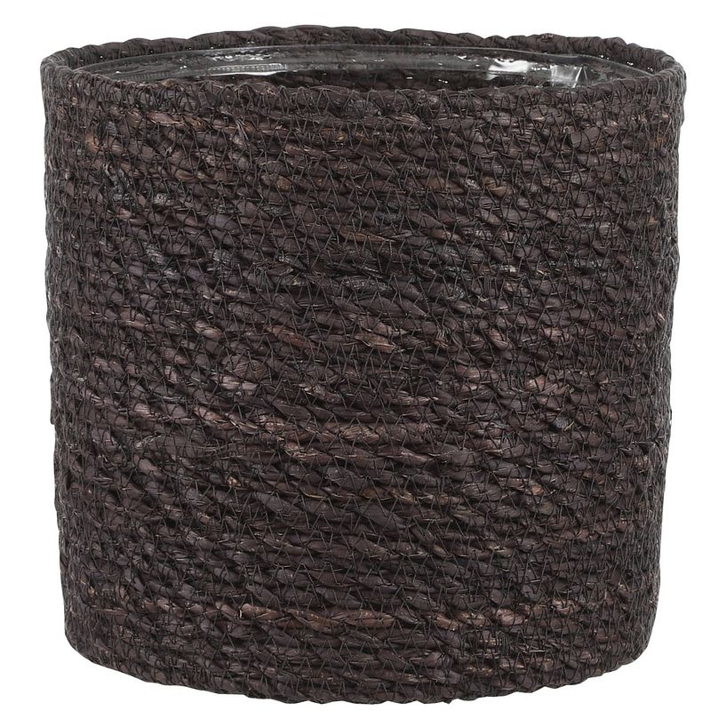 Foto van Naturel grijs rotan planten pot mand van gedraaid jute/riet h20 en d20 cm - plantenpotten