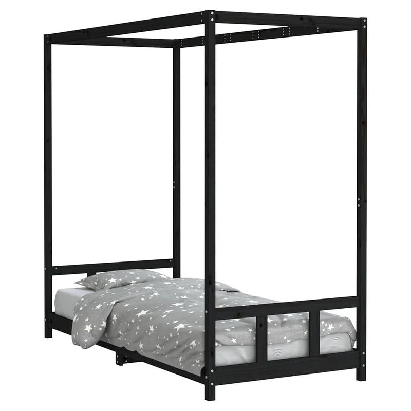 Foto van Vidaxl kinderbedframe 90x200 cm massief grenenhout zwart