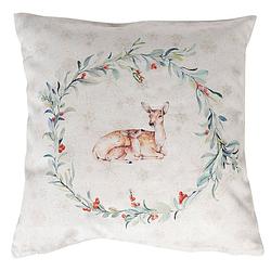 Foto van Haes deco - kerst kussenhoes 40x40 cm - wit - collectie: dearly christmas - sierkussen, kussenhoes